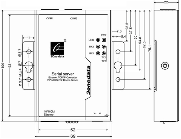 Bộ chuyển đổi 2 cổng RS-232 sang Ethernet NP302T-2D(RS-232)