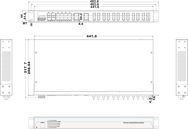 IES1028-4GS-12F 12 cổng Ethernet + 12 cổng quang + 4 cổng quang SFP