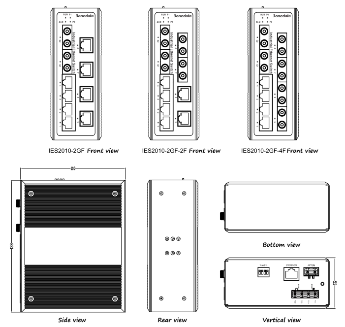 Switch công nghiệp 6 cổng Ethernet + 2 cổng Gigabit quang + 2 cổng quang IES2010-2GF-2F