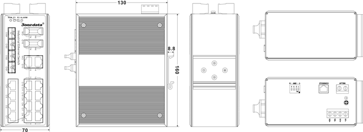 Switch công nghiệp 14 cổng Ethernet + 2 cổng quang + 4 cổng quang SFP IES3020-4GS-2F