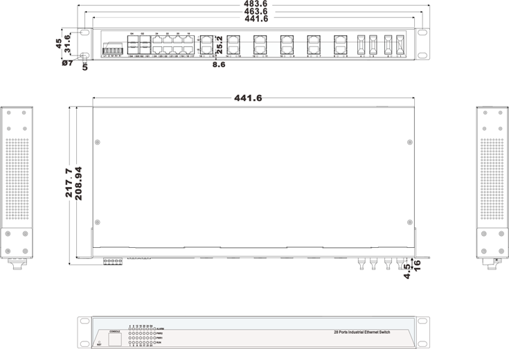 IES5028-4GS-4F 20 cổng Ethernet + 4 cổng quang + 4 cổng quang SFP