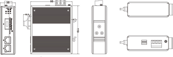 Bộ Chuyển Đổi Quang Điện Công Nghiệp 1 cổng Quang + 2 Cổng Gigabit Ethernet IMC102GT-1GF