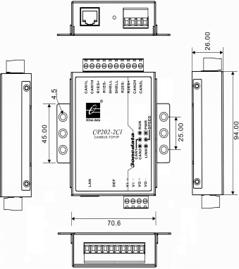 Bộ chuyển đổi 2 cổng CAN bus sang Ethernet CP202-2CI