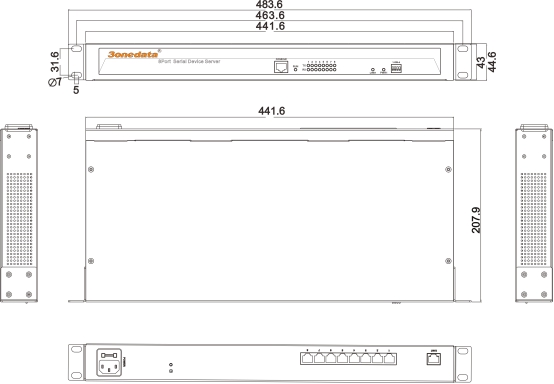 Bộ chuyển đổi 8 cổng RS232/485/422 sang Ethernet NP3008T-8D(RS-232/485/422)