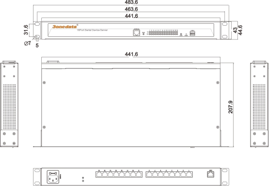 Bộ chuyển đổi 16 cổng RS232/485/422 sang Ethernet NP3016T-16D(RS-232/485/422)